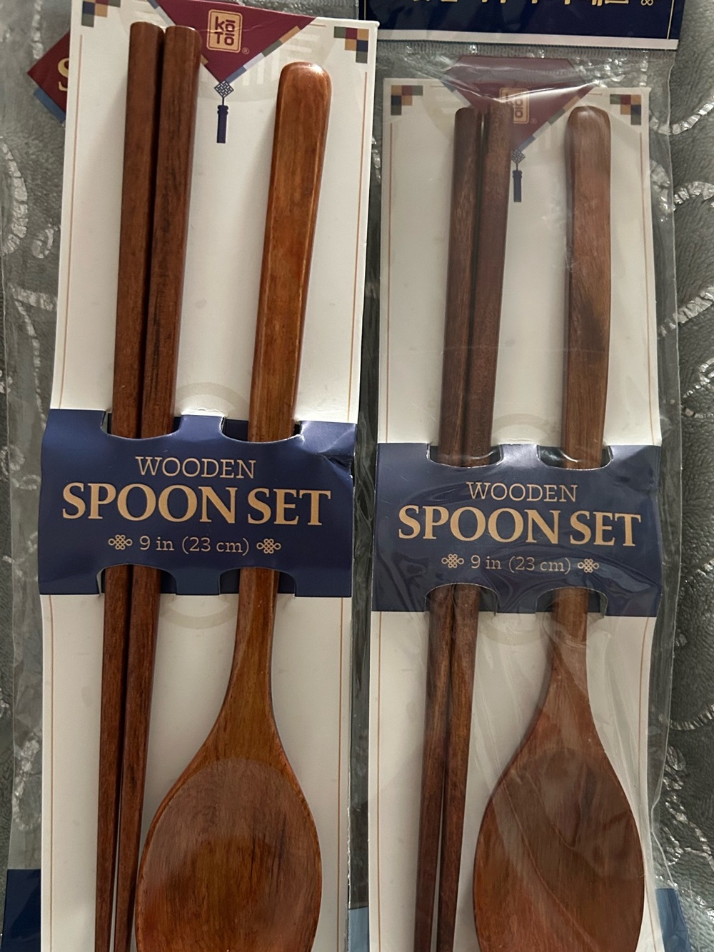 NWT Light Weight Extended Handle, Brown Wooden Spoon and Chopstick Sets (2)